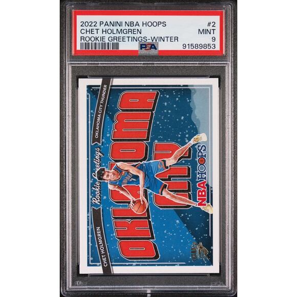 2022-23 NBA Hoops Rookie Greetings Winter Chet Holmgren #2 - PSA 9 MINT - POP 6 - Picture 1 of 2
